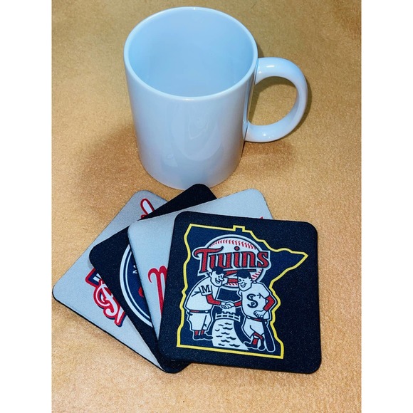 TWINS BASEBALL HIGH QUALITY COASTER SET (PACK OF 4 PER ORDER) - Picture 1 of 5